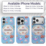 Cute Kawaii Mermaid Seahorse Decorative Design Custom Name Protective Phone Case Mobile Cover Durable Everyday Smartphone Shock Resistant