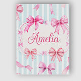 Personalised Name Watercolor Pink Ribbon Bow Seamless Pattern with Custom  Unique Canvas Wall Art Print Decor Picture Ready to Hang