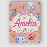 Personalised Name Cute Kawaii Mermaid Custom Modern Room Accent Creative Decorator Style Canvas Wall Art Print Decor Picture Ready to Hang