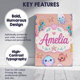 Personalised Name Cute Kawaii Mermaid Custom Modern Room Accent Creative Decorator Style Canvas Wall Art Print Decor Picture Ready to Hang