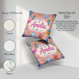 Custom Name Kawaii Mermaid Seahorse Jellyfish and Starfish Peach Square Filled Cushion Throw Pillow Sofa Bed Home Decor Zip Washable UK Made