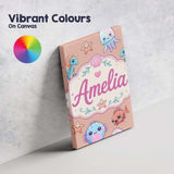 Personalised Name Cute Kawaii Mermaid Custom Modern Room Accent Creative Decorator Style Canvas Wall Art Print Decor Picture Ready to Hang
