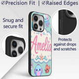 Cute Kawaii Mermaid Seahorse Decorative Design Custom Name Protective Phone Case Mobile Cover Durable Everyday Smartphone Shock Resistant