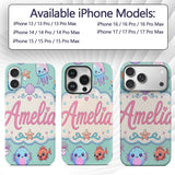 Cute Kawaii Mermaid Seahorse Decorative Design Custom Name Protective Phone Case Mobile Cover Durable Everyday Smartphone Shock Resistant