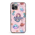 Cute Kawaii Mermaid Seahorse Decorative Design Custom Name Protective Phone Case Mobile Cover Durable Everyday Smartphone Shock Resistant