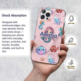 Cute Kawaii Mermaid Seahorse Decorative Design Custom Name Protective Phone Case Mobile Cover Durable Everyday Smartphone Shock Resistant