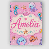 Personalised Name Cute Kawaii Mermaid Custom Modern Room Accent Creative Decorator Style Canvas Wall Art Print Decor Picture Ready to Hang