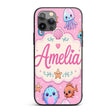 Cute Kawaii Mermaid Seahorse Decorative Design Custom Name Protective Phone Case Mobile Cover Durable Everyday Smartphone Shock Resistant