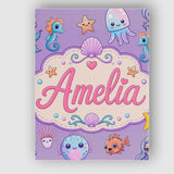 Personalised Name Cute Kawaii Mermaid Custom Modern Room Accent Creative Decorator Style Canvas Wall Art Print Decor Picture Ready to Hang