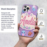 Cute Kawaii Mermaid Seahorse Decorative Design Custom Name Protective Phone Case Mobile Cover Durable Everyday Smartphone Shock Resistant