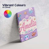Personalised Name Cute Kawaii Mermaid Custom Modern Room Accent Creative Decorator Style Canvas Wall Art Print Decor Picture Ready to Hang