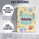 Personalised Name Cute Kawaii Mermaid Custom Modern Room Accent Creative Decorator Style Canvas Wall Art Print Decor Picture Ready to Hang