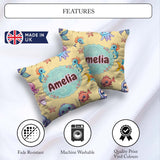 Custom Name Kawaii Mermaid Seahorse Jellyfish and Starfish Soft Square Filled Cushion Throw Pillow Sofa Bed Home Decor Zip Washable UK Made