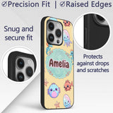 Cute Kawaii Mermaid Seahorse Decorative Design Custom Name Protective Phone Case Mobile Cover Durable Everyday Smartphone Shock Resistant