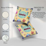 Custom Name Kawaii Mermaid Seahorse Jellyfish and Starfish Soft Square Filled Cushion Throw Pillow Sofa Bed Home Decor Zip Washable UK Made