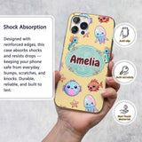 Cute Kawaii Mermaid Seahorse Decorative Design Custom Name Protective Phone Case Mobile Cover Durable Everyday Smartphone Shock Resistant