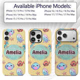 Cute Kawaii Mermaid Seahorse Decorative Design Custom Name Protective Phone Case Mobile Cover Durable Everyday Smartphone Shock Resistant