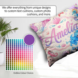 Custom Name Cute Blue Hair Mermaid Jellyfish and Ocean Creatures Square Filled Cushion Throw Pillow Sofa Bed Home Decor Zip Washable UK Made