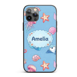 Cute Blue Hair Mermaid Jellyfish Seahorse Light Custom Name Protective Phone Case Mobile Cover Durable Everyday Smartphone Shock Resistant