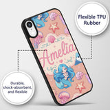 Cute Blue Hair Mermaid Jellyfish Seahorse Peach Custom Name Protective Phone Case Mobile Cover Durable Everyday Smartphone Shock Resistant