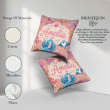 Custom Name Blue Hair Mermaid Seahorse Peach Background Seamless Square Filled Cushion Throw Pillow Sofa Bed Home Decor Zip Washable UK Made