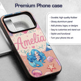 Cute Blue Hair Mermaid Jellyfish Seahorse Peach Custom Name Protective Phone Case Mobile Cover Durable Everyday Smartphone Shock Resistant