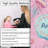 Cute Blue Mermaid Jellyfish Seahorse and Ocean Creatures Soft Pink  Personalised Custom Name Super Soft Fleece Blanket Bed Sofa Throw