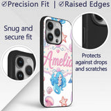 Cute Blue Mermaid Jellyfish Seahorse and Ocean Custom Name Protective Phone Case Mobile Cover Durable Everyday Smartphone Shock Resistant