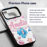 Cute Blue Mermaid Jellyfish Seahorse and Ocean Custom Name Protective Phone Case Mobile Cover Durable Everyday Smartphone Shock Resistant