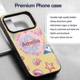 Cute Blue Mermaid Jellyfish Seahorse and Ocean Custom Name Protective Phone Case Mobile Cover Durable Everyday Smartphone Shock Resistant