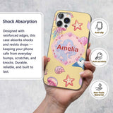 Cute Blue Mermaid Jellyfish Seahorse and Ocean Custom Name Protective Phone Case Mobile Cover Durable Everyday Smartphone Shock Resistant