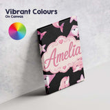 Personalised Name Cute Pink Dolphin Stingray Custom Bespoke  Contemporary Display Canvas Wall Art Print Decor Picture Ready to Hang