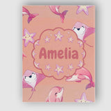 Personalised Name Cute Pink Dolphin Stingray Custom Bespoke  Contemporary Display Canvas Wall Art Print Decor Picture Ready to Hang