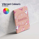 Personalised Name Cute Pink Dolphin Stingray Custom Bespoke  Contemporary Display Canvas Wall Art Print Decor Picture Ready to Hang