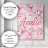 Personalised Name Pink Dolphin Stingray Custom  Modern Room Accent Elegant Feature Canvas Wall Art Print Decor Picture Ready to Hang