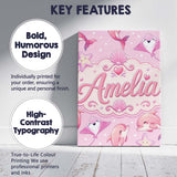Personalised Name Pink Dolphin Stingray Custom  Modern Room Accent Elegant Feature Canvas Wall Art Print Decor Picture Ready to Hang