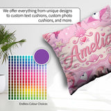 Custom Name Pink Dolphin Stingray Ocean Creatures Light Pink Dot Square Filled Cushion Throw Pillow Sofa Bed Home Decor Zip Washable UK Made