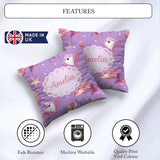 Custom Name Pink Dolphin Stingray Starfish Ocean Creatures Polka Square Filled Cushion Throw Pillow Sofa Bed Home Decor Zip Washable UK Made