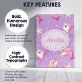Personalised Name Pink Dolphin Stingray Custom  Modern Room Accent Elegant Feature Canvas Wall Art Print Decor Picture Ready to Hang