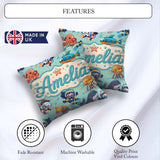 Custom Name Kids Scuba Divers Submarine Ocean Animals Mint Green Square Filled Cushion Throw Pillow Sofa Bed Home Decor Zip Washable UK Made