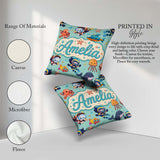 Custom Name Kids Scuba Divers Submarine Ocean Animals Mint Green Square Filled Cushion Throw Pillow Sofa Bed Home Decor Zip Washable UK Made