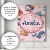 Personalised Name Kids Scuba Divers Submarine Custom Unique Gift Idea Modern Room Accent Canvas Wall Art Print Decor Picture Ready to Hang