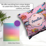 Custom Name Kids Scuba Divers Submarine Ocean Animals Rose Pink Square Filled Cushion Throw Pillow Sofa Bed Home Decor Zip Washable UK Made