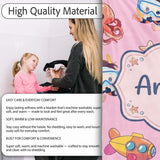 Kids Scuba Divers Submarine Jellyfish Ocean Animals Rose Pink Lovely  Personalised Custom Name Super Soft Fleece Blanket Bed Sofa Throw