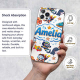 Kids Scuba Divers Submarine Decorative Design Custom Name Protective Phone Case Mobile Cover Durable Everyday Smartphone Shock Resistant