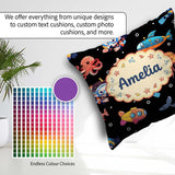 Custom Name Kid Scuba Diver Submarine Jellyfish Ocean Deep Black Square Filled Cushion Throw Pillow Sofa Bed Home Decor Zip Washable UK Made