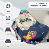 Kid Scuba Diver Submarine Jellyfish Ocean Animal Purple Bubble  Personalised Custom Name Super Soft Fleece Blanket Bed Sofa Throw
