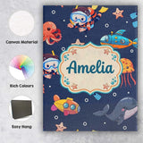 Personalised Name Kid Scuba Diver Submarine Custom  Bespoke Interior Contemporary Canvas Wall Art Print Decor Picture Ready to Hang