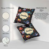 Custom Name Kid Scuba Submarine Jellyfish Animal Charcoal Bubble Square Filled Cushion Throw Pillow Sofa Bed Home Decor Zip Washable UK Made