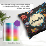 Custom Name Kid Scuba Submarine Jellyfish Animal Charcoal Bubble Square Filled Cushion Throw Pillow Sofa Bed Home Decor Zip Washable UK Made